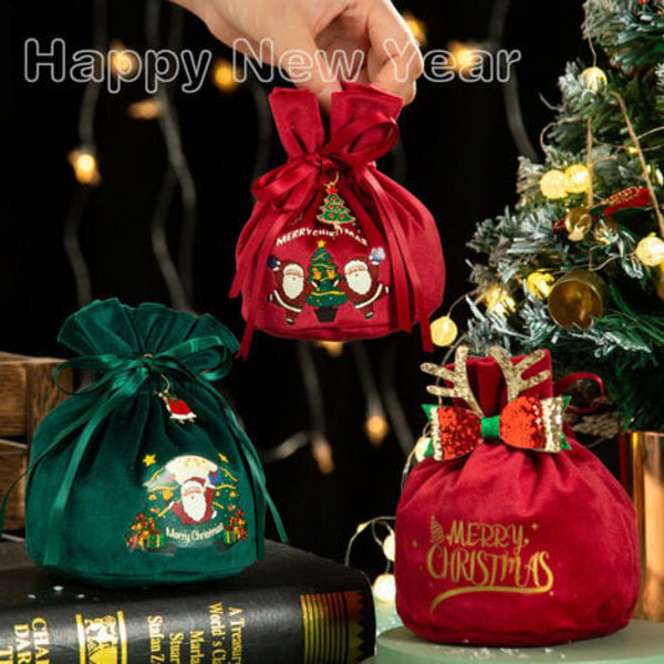 4kpl joululaukku, joulupukin designilla, ihanteellinen lahjaksi, 10x13 cm