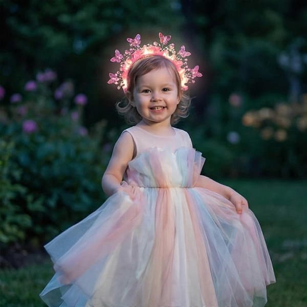 Lysende Hårbånd Sommerfugl Pandebånd til Børn Hårstyling Tilbehør Hårbøjle til Cosplay Kostume Tilbehør Pink Pink