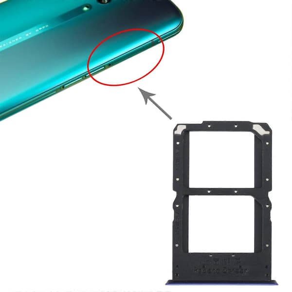 For OPPO Reno SIM + SIM / Micro SD-kortskuff Blue