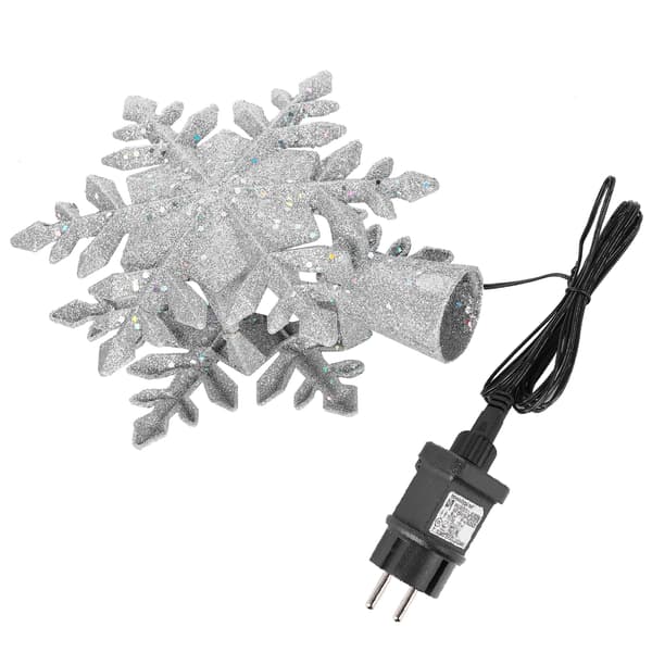 LED Snøfnugg Projeksjonslampe Sølv Juletre Roterende Snøstormlys EU-plugg 220V