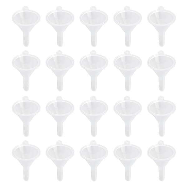 20-delad minitrattuppsättning plasttrattar för parfym, eterisk olja, sandkonst, laboratorieflaskor