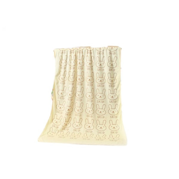 Mikrofiber badhandduk 70*140 Absorberande tecknad printed mjuk vuxen vanlig präglad badhandduk (beige kanin)
