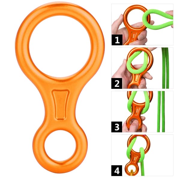 35KN Figur 8 Reb Nedfirer Rappel Ring Redningsudstyr til Klatring Orange