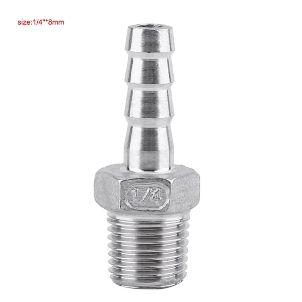 Rustfri stålslangefitting 1/4 x 8 mm drejelig halekobling