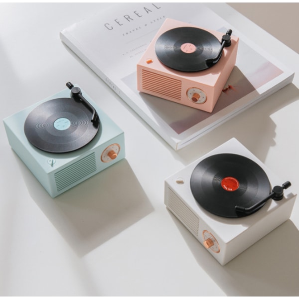 Liten trådløs skrivebordsretro multifunksjonell lyd Bluetooth vinylplatespiller (blå)