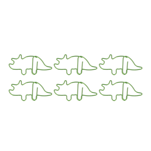 100 stk. Cyan Triceratops-formede papirclips - Metalclips til kontorbrug, perfekt til filorganisering