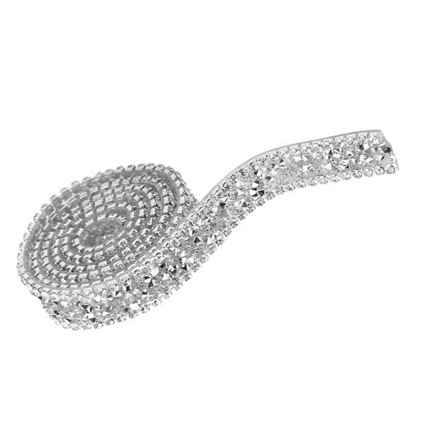 Glittrande Silver Rhinestone Band 1 Yard 15mm Diamant Mesh Wrap Rulle