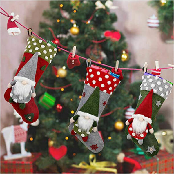 Julstrumpa Hängmantelstrumpa, Presentpåse Godispåse, Tomte, 2st LYCXAMES
