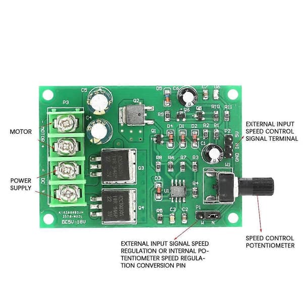 DC5-18V Högeffekts PWM DC Motorhastighetsregulator Motor Driver Board
