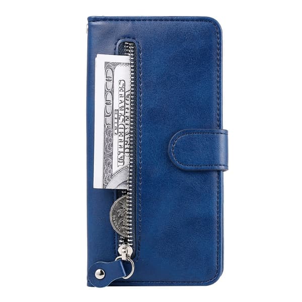 iPhone 16e Klassisk Lynlås Pung Etui - Blå Blå blue