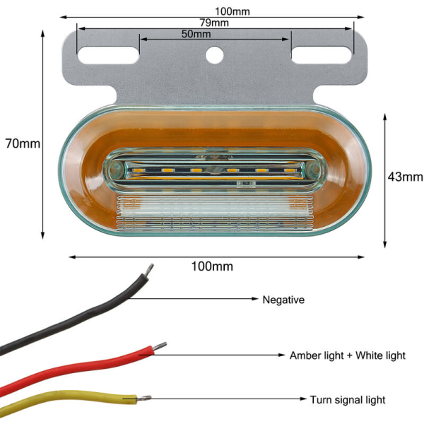 10 STK 24V 12 LED sideblinkvarselindikator，gul，3000LM，For lastebiltilhengere