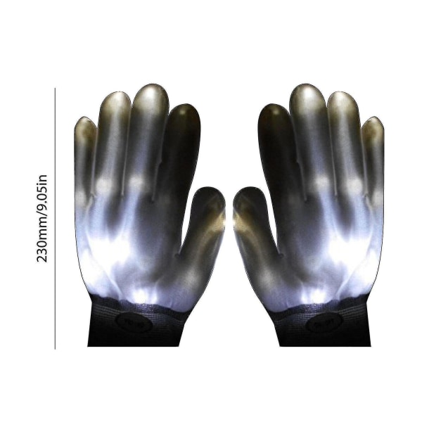 Led Blinkende Handsker Glød 7 Modes Lyser Fingerbelysning Dans Rave Party Børn White