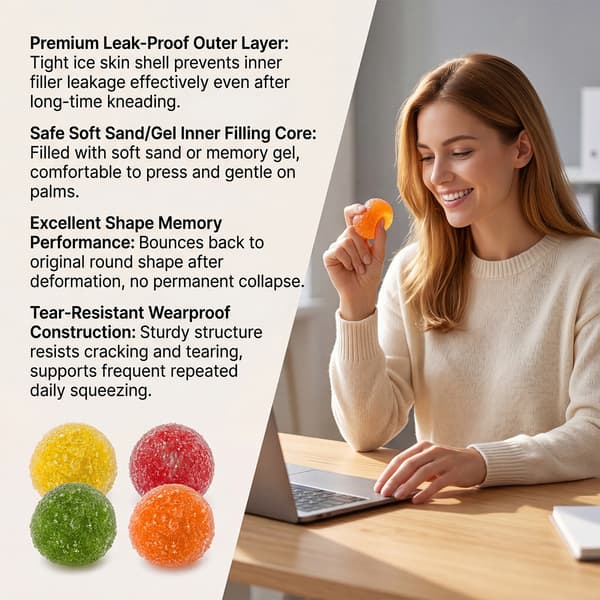 Håndlavet Slush Squeeze Ball Voksbær Boble Fidget Legetøj Speciel Sprød Lyd Tekstureret Stressaflastende Squishy D