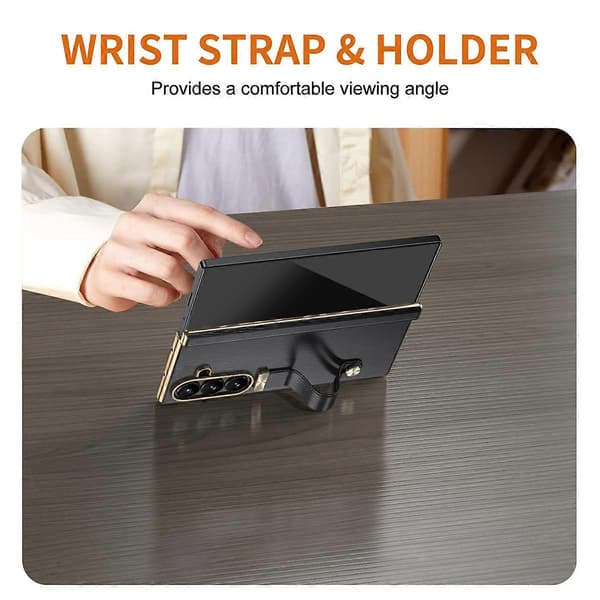 Infällbart handledsband osynligt stativ telefonfodral Black For Galaxy Z Fold7