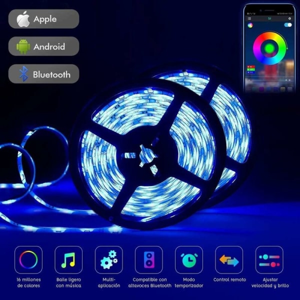 Bluetooth LED Strip Light, 5M RGB 5050 IP65 LED Strip Light med 28 dynamiska lägen, Multicolor Light Strip Styrs av