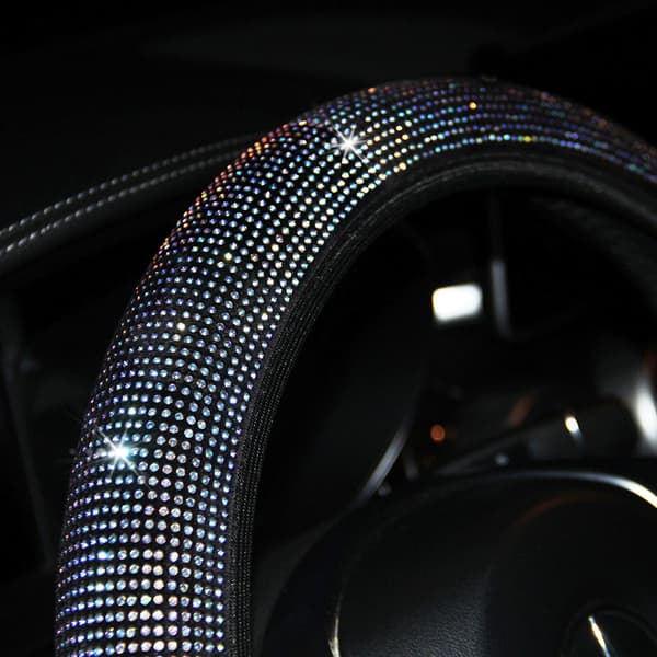 Elastiskt Kristall Diamant Rattöverdrag Halkfritt Grepp Universal Passform 37 till 38 cm