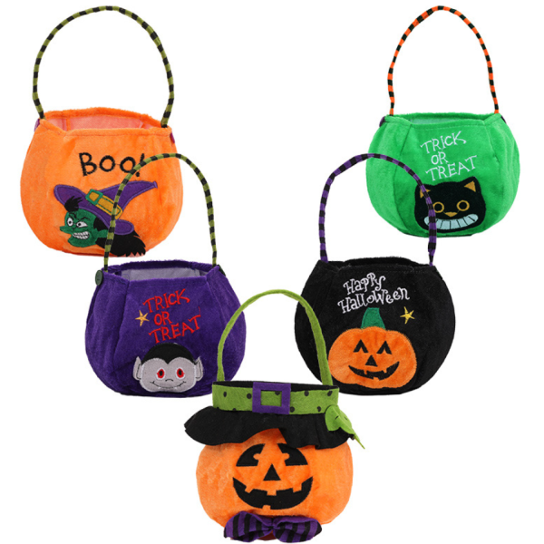 6 uuden Halloween-sisustustarvikkeen set , jossa on Ghost Festival hupullinen pyöreä kantokassi Lasten karkkilahjakassi Kurpitsalaukku,