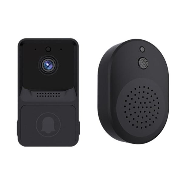 Svart videodörrklocka trådlös dörrklocka hem HD mörkerseende musik Dingdong elektronisk videointercom wifi smart dörrklocka