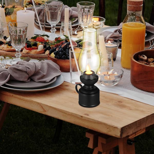 Flammeløs LED parafinlampe i plast, retro oljelampe dekorasjon