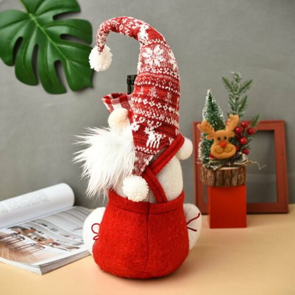 Christmas Gnomes Wine Bottle Cover - Handgjorda svenska Tomte Gnomes Bomull Vinflaskpåsar Set fo