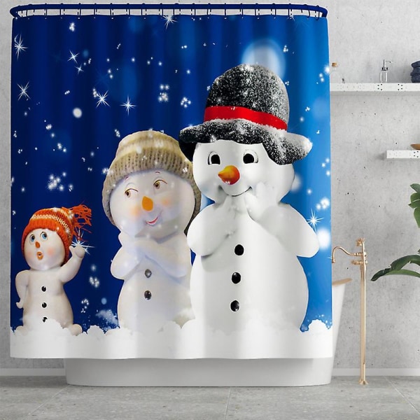 Christmas Snowman Duschdraperi Duschmatta Toalett(4)A04