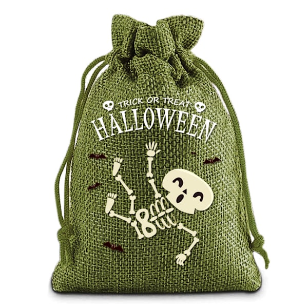 2024 Ny Halloween Linned Trækpose Trækpose Opbevaringstaske Fødselsdagsfest Børnegavepose Slikpose Army green 10*14cm