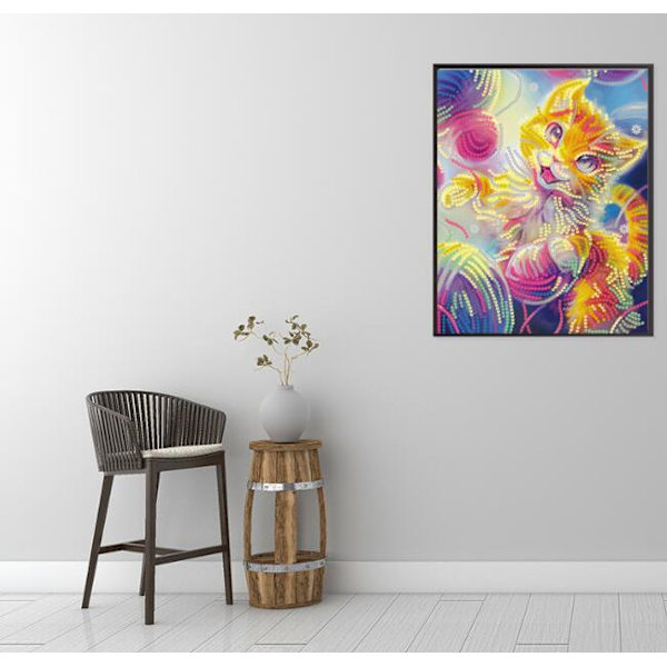 Gold Cat diamond painting (pyöreä timantti 30*40cm)
