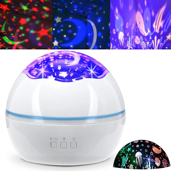 Ball Star projektorlampe (hvid),