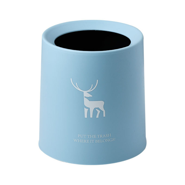 Minitoimiston roskakori CAN kantta Pyöreä Deer Blue (14,2 cm * 14,2 cm * 15,3 cm)