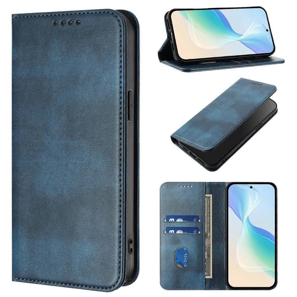 [HT] För Xiaomi 15T Pro Plånboksfodral Retro Textur Läder Telefonfodral Blue