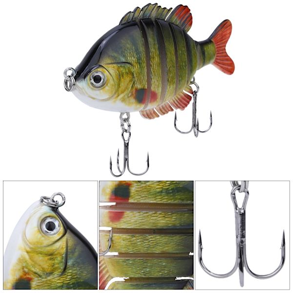 Bionic Multiple Segments Agnfisk Tilapia Form med Treble Krog Fiskegrej 8,5cm3#