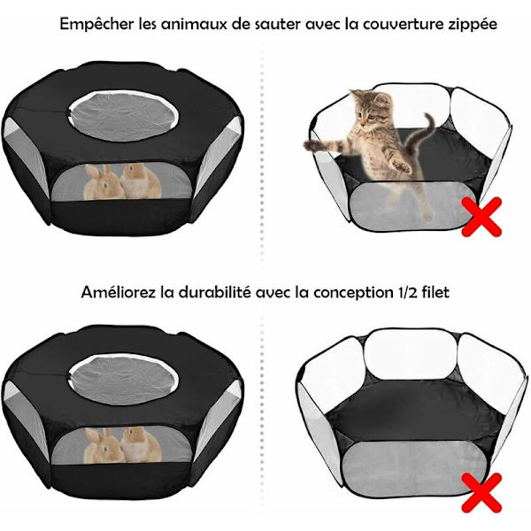 Pienen lemmikkieläinten aita cover ja sivukankaalla - Musta kokoontaittuva pieneläinmatelijoiden aita Pienieläinteltta