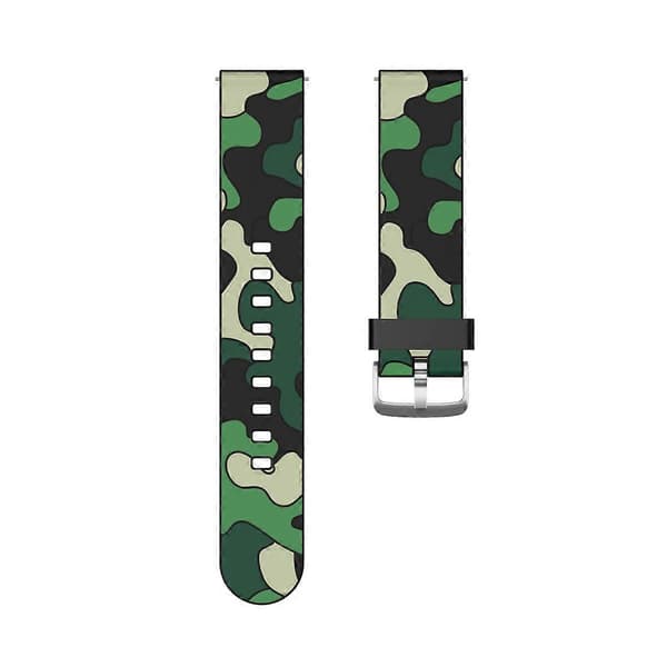 20 mm til Amazfit GTR 42 mm camouflage silikone urrem med sølvspænde 4