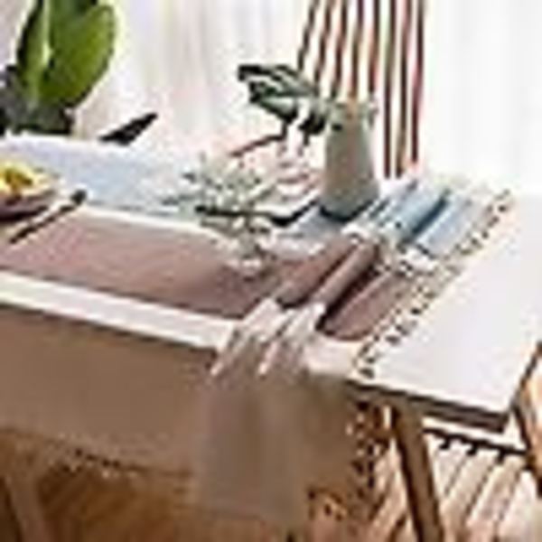 Jacquard bordsduk i linne av fuskbomull broderi tofs spets geometriska dukar
