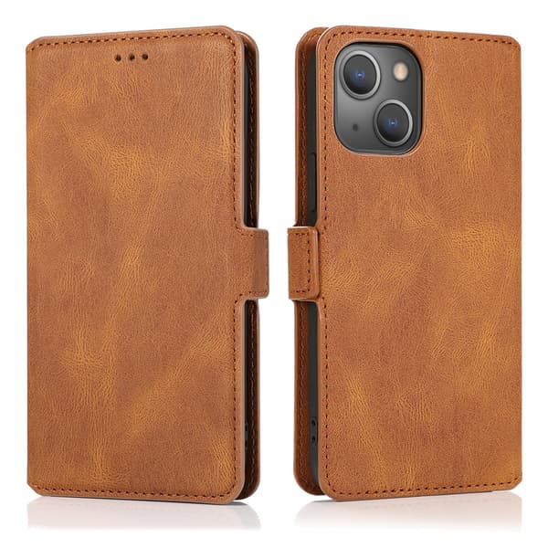 [HT] Plånboksfodral med flipfunktion för iPhone 15 (3-kortsfack) Grön