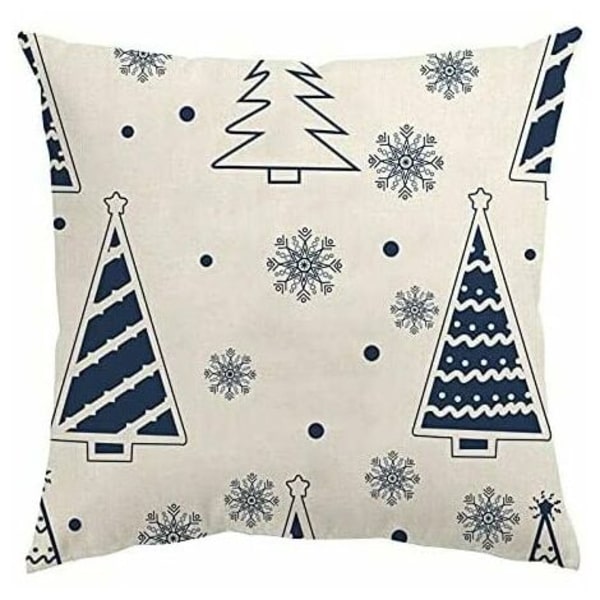 Sett med 4 juleputetrekk, Letter Fawn Snowflake Tree putetrekk, 18 x 18 tommer ferieputetrekk dekorativt