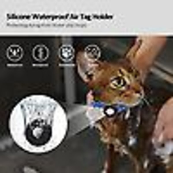 Kissan kaulapanta AirTag Cover Footprint Lemmikkien kaulapanta AirTag heijastavaan kaulukseen kellon tummansinisellä