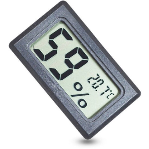 5 stykker temperatur- og fugtighedsmåler med sort digitalt display, indbygget sonde, forsendes uden batteri