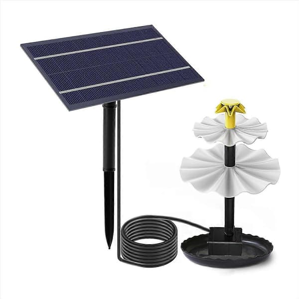 3-lags fuglebad med solcellepumpe, DIY solcellefontene avtakbar
