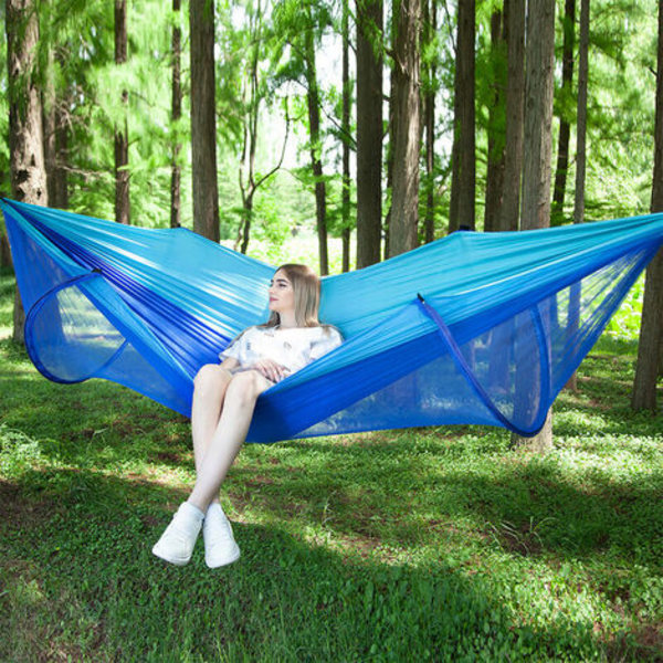 Utendørs, hurtigåpning myggnetting Hengekøye Hagesofa Swing Enkelt telt på treet Parachute Myggavstøtende
