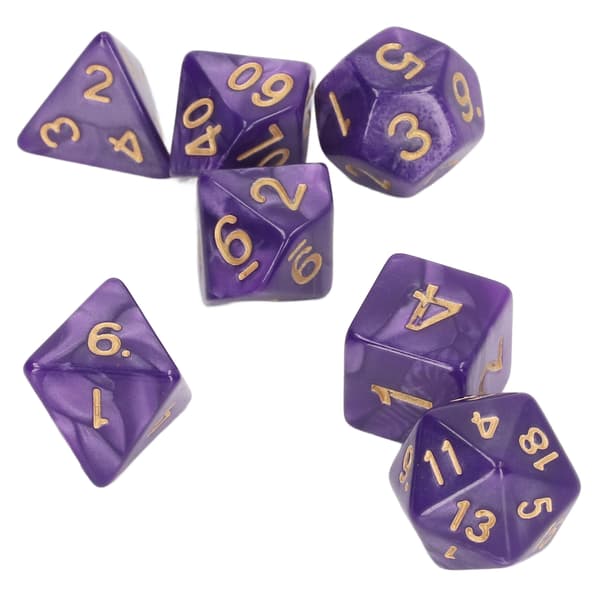 5 sæt multifacetterede terninger guldnummer perle polyhedron terninger til interaktive spil skoleartikler lilla