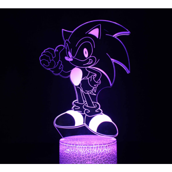 Sarjakuva Sonic Sonic -sarjan luova 3D-LED-yövalo yövalo, visuaalinen pöytälamppu lasten lahja USB DE,