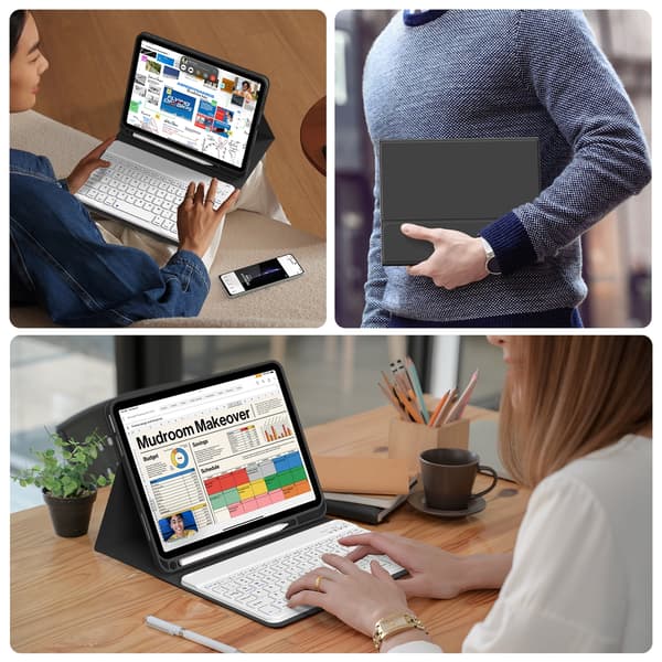 Bluetooth-tastaturcover til iPad Air1/2/Pro 9,7 tommer (engelsk)—ht black