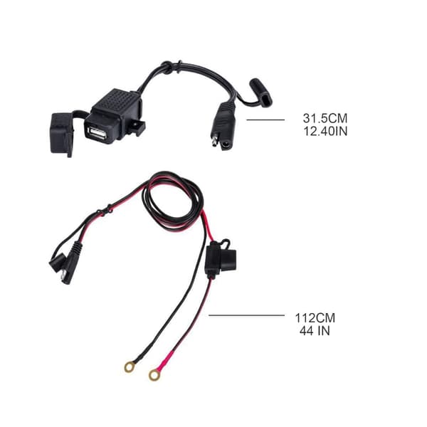 Motorsykkel Vanntett SAE til USB Kabeladapter USB Lader 2.1A Hurtiglading