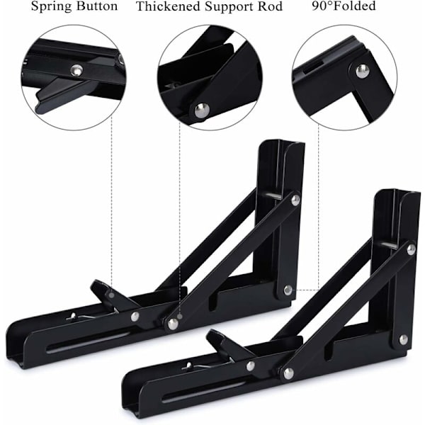 2 stk sort billy rack 12 tommer 30 cm rustfrit stål beslag hylde skillevægsbeslag