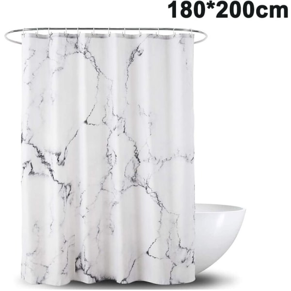 03 2*1,8m+90g tung duschdraperi i nordisk marmor badrumsmarmor duschdraperi mögelsäker antibakteriell vattentät polyester,