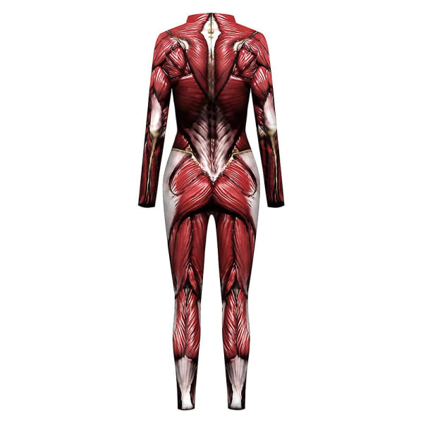 Voksen 1 stykke muskelprint bodysuit Bodysuit Halloween Cosplay S