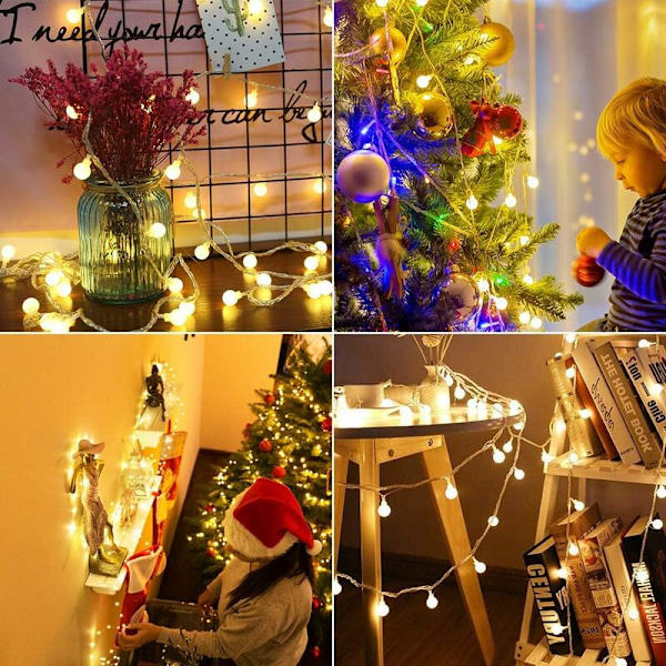 40 Bolde 6M String Lights, Small Ball Fairy Lights, Varm hvid, Dekoration til jul, Halloween, Bryllup, Fødselsdag,