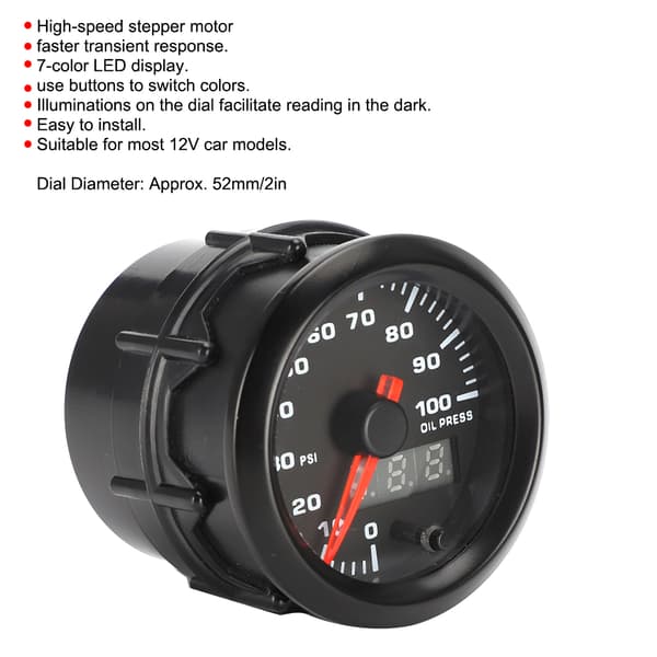 2in 52mm 7-farget digital LED-trykkmåler med sensor