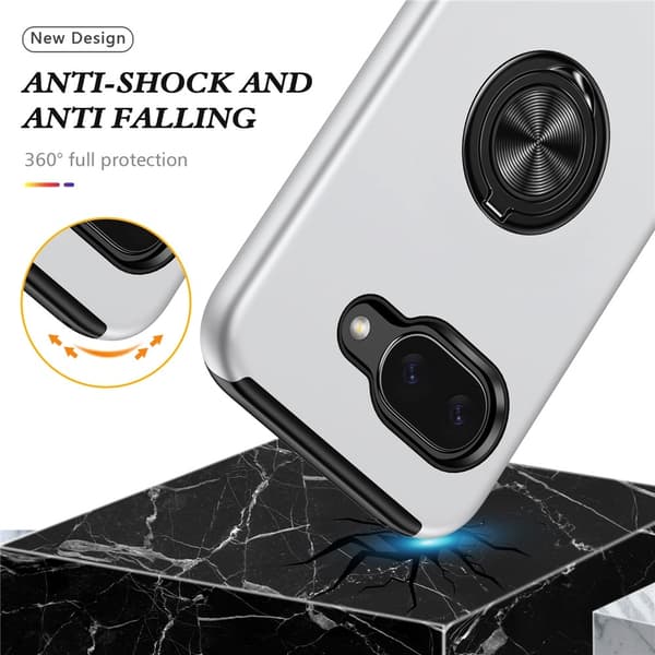 Til Pixel 10a Cover Hybrid cover med Finger Ring - Sølv Silver silver